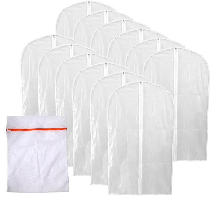 12 Pack Garment Bags for Hanging Clothes (24x40"),Dustproof Suit Bags for Closet Storage,Durable PEVA Covers with Sturdy Zipper for Coats,Jackets & Dresses,New Year Gifts,Hand Tools Kits