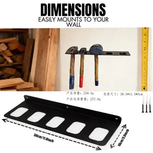 Hammer Frame Wall Mounted Tool Storage Rack, Tool Holder, Construction Tool Organizer, Hammer Display Stand Durable Steel Construction, Ideal for Garage Workshop