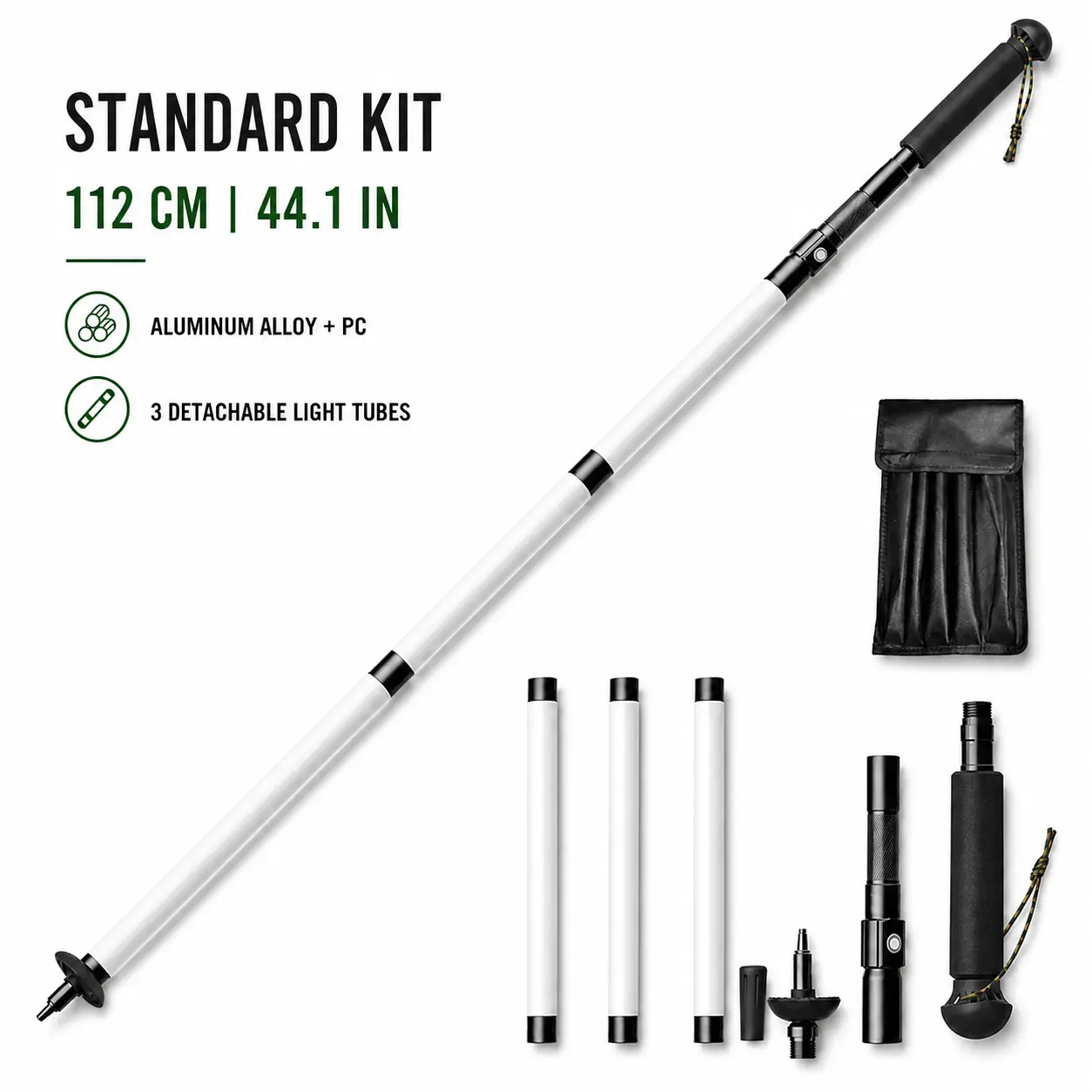 Rechargeable LED Walking Stick, Detachable Light Up Hiking Pole with Carry Bag, Outdoor Camping Light Staff for Night Walking, Hiking, Trail Use and Campsite Visibility