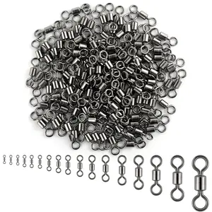 Fishing Micro Swivels Fly Fishing Swivels Rolling Barrel Swivels High Strength Solid Rings Hook line Connector Black Nickel Swivels Fishing Tackles
