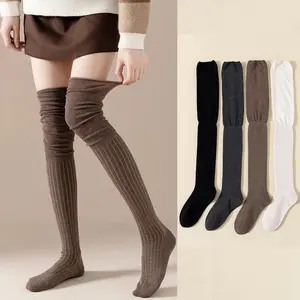 Women's Basic Double-Blended Knee-High Socks - 4/8/12 Pairs with Cotton Splicing, Lady's Soft Comfy Warm Stylish Womenswear Socks, Soft Comfy Socks