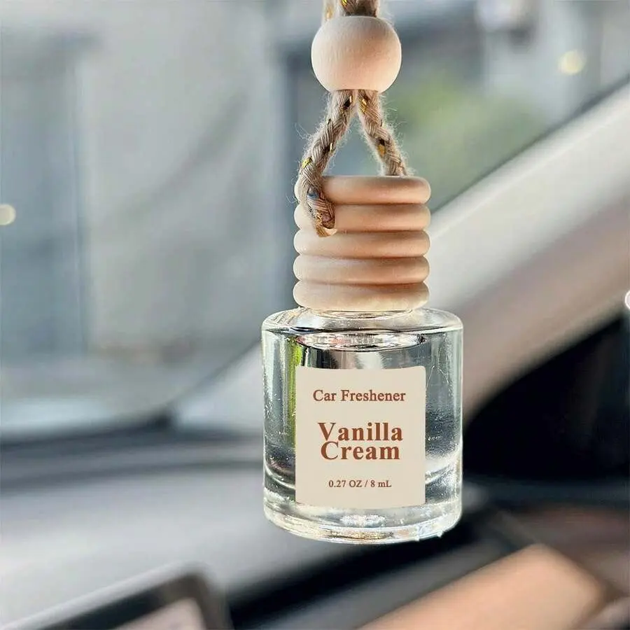 1pc Glass Bottle Car Hanging Essential Oil Diffuser - Christmas & Anniversary Decor, Odor Removal Accessory, Hang Inside Cars & Homes