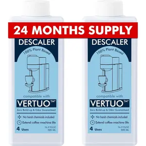 Nespresso-Compatible Descaling Solution – 2 Bottles, 8 Uses – Works with All Models for Deep Coffee Machine Cleaning
