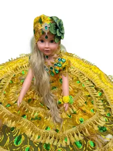 Yellow Green Spiritual Doll / Muñeca Gitana Ochun 26" Santeria Orisha Style Doll for Altar, Prayer, Ritual Decor & Religious Display