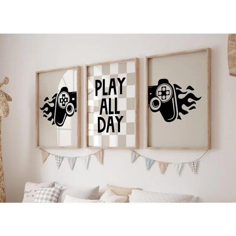 Gaming Set of 3 Poster, Gaming Poster, BOYS WALL DECOR, Gaming Wall Art, Set of 3, Gaming Room Decor, Gamer Gift, Games Room Art, Video Game Print Matte Photo