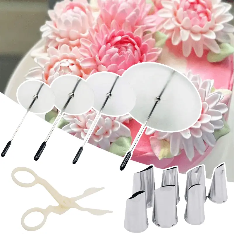 Icing Flower Tools with 7 Flower Piping Tips Set,4 Flower Nails Cake Decorating,1 Rose Flower Lifte,Create Stunning Floral Decorations - Home Improvement.