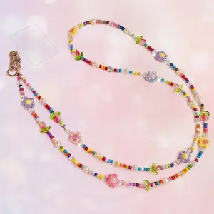 1PC Fashion Beaded Mobile Phone Chain with Decorative Charm - Stylish Plastic Beaded Mobile Phone Watch Strap adds a sense of exquisiteness to your device, with a transparent back mount to the phone case to use