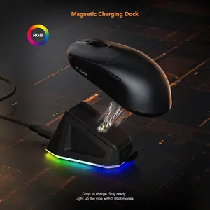 Kysona KYSONA Wireless Gaming Mouse with Charging Dock, Rechargeable Lighting Optical Mice for Gaming & Office Accessories, Lightweight 42g, 26000 DPI, Wired/Bluetooth/2.4G Optical Mice, Long Battery Life, Compatible with PC/Mac