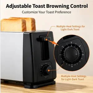 SOKANY 2-Slice Compact Toaster, Wide Slots for Bagels & Thick Bread, Adjustable Browning Control, Stainless Steel Small Toaster for Kitchen Countertop, Space-Saving Household Breakfast Toaster for Family, Dorms & Apartments