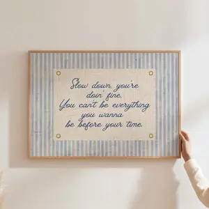 Slow Down Your Doing Fine Print Poster No Frame Uplifting Quote Billy Joel Lyric Poster Daily Reminder Art Navy Blue Typography Vintage