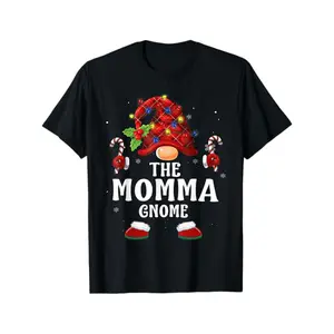 Cozy Cotton Family Matching Christmas Pajama T-Shirts - Mom & Youngsters Gnome Design, Breathable & Comfort Fit, Sizes S-3XL, Black dl shirt henley Y2K Streetwear Graphic Tee Funny Freak Cat Meme T-Shirt, Shortsleeve, Casual