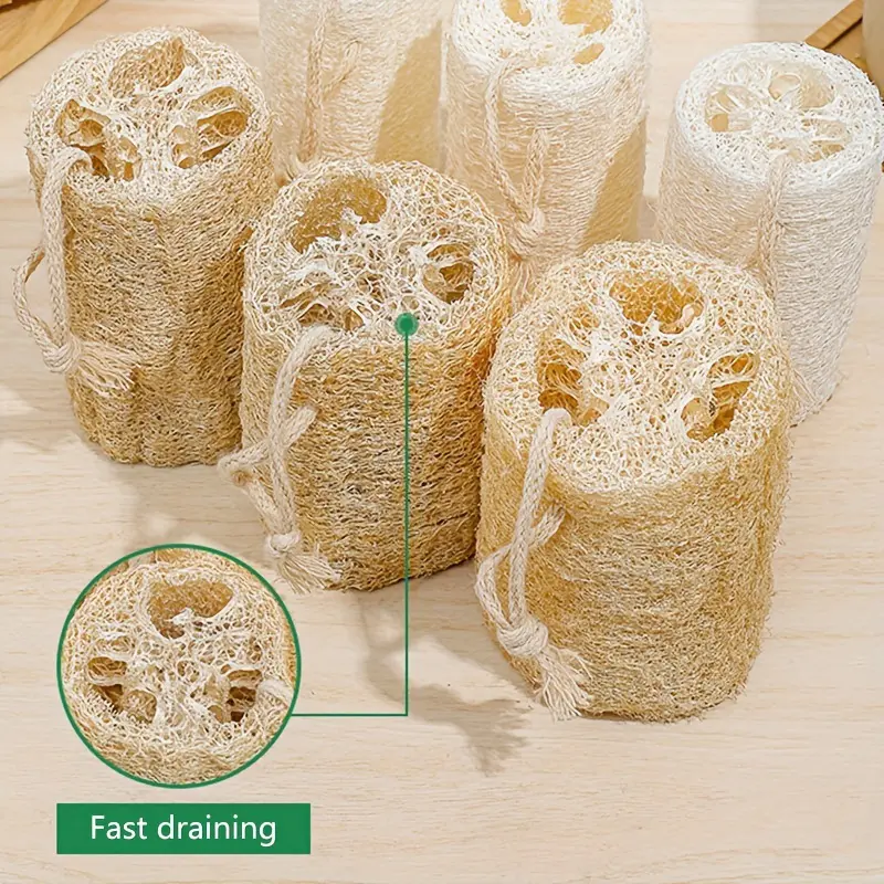 2pcs Natural Loofah Sponge Towels: Exfoliating Scrub for Shower Gel, Body Massage, Dishwashing & More! Body Scrubber Exfoliating Bath Sponge Exfoliating Bath Washcloth Bath Accessories Exfoliating Tool