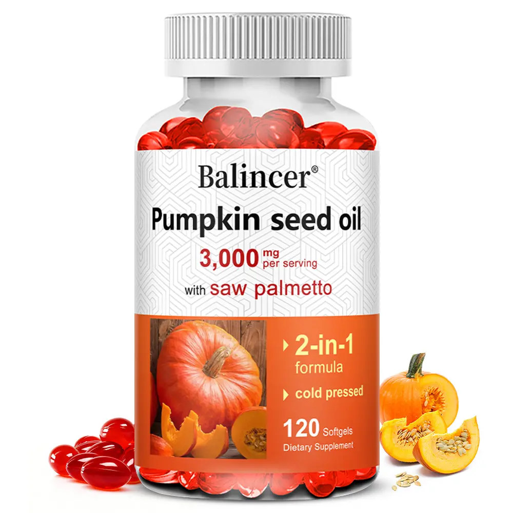 Pumpkin Seed Oil Health Supplement — Supports Brain, Hair, and Prostate Health —120 Capsules