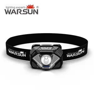 WARSUN Rechargeable Headlamp – 500LM COB LED with Motion Sensor, Type-C Charging, Dual Power, 10H Runtime, Waterproof, for Camping, Work & Emergency