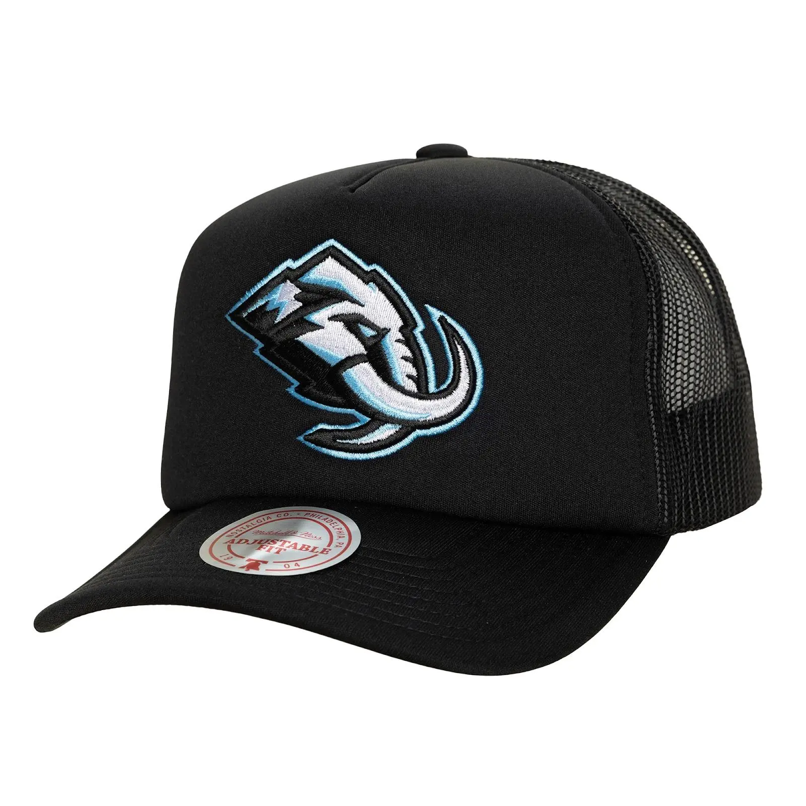 Utah Mammoth Black Evergreen Trucker Adjustable Hat NHL Throwback Cap Fan Gear Mitchell & Ness