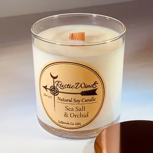 Sea Salt & Orchid - Soy Candle Decor Floral candles wax premium candle holiday gift candle gift holiday gift natural soy Highly Scented perfect western small business first valentine handmade candle buy eco friendly decor present decorative candle wooden