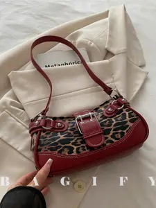 New Fashion Leopard Print Handbag Shoulder Bag, Party Travel Vacation Shopping Daily Use, Elegant Women's Purse, Fall Winter Wallet, Casual Shoulder Bag