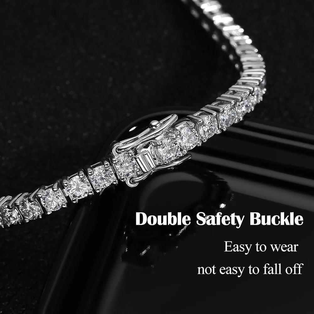 2.5-6.5MM Moissanite Tennis Bracelet for Women Men S925 Silver Plated 18k White Gold All Diamond Bracelets Wedding Jewelry Gra