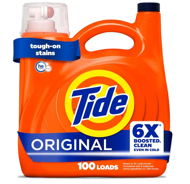 Tide Liquid Laundry Detergent, Original Scent, 125 fl oz, 100 Loads, Boosted Clean Even in Cold Water with Concentrated Washing Soap