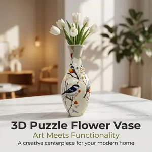 160-Piece Set 3D Jigsaw Puzzle Vase, Aesthetic Modern Multi-Styles, 100% Leakproof Waterproof Inner Liner for Real Flowers, Stress Relief DIY Home Decor Art Puzzles Gift for Gen Z & Adults