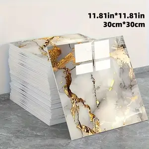 Marble tiles, Marble pattern sticker, Waterproof wall sticker, self-adhesive foam wall tiles, waterproof kitchen splashback, bathroom wall paneling, easy to install and remove, smooth surface for easy cleaning 11.81*11.81 inches