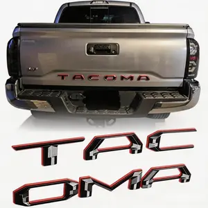 3D TRD Style Tailgate Letters for 2024-2026 Toyota Tacoma, Matte Black/Red, No-Drill Peel & Stick, Must-Have Car Exterior Cars Accessories
