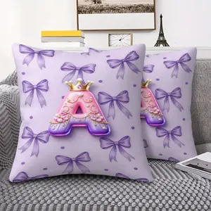 Cute Crown Bow Printed Throw Pillow - With Pillow Core, Unique Print 3D Alphabet Design Cozy Cushion, Creative Decorative Cushion, Cute Home Decor Multi-Purpose Pillow, Soft Cozy Short Plush Material for Sofa, Bed, Office, Perfect Creative Gift for Girls