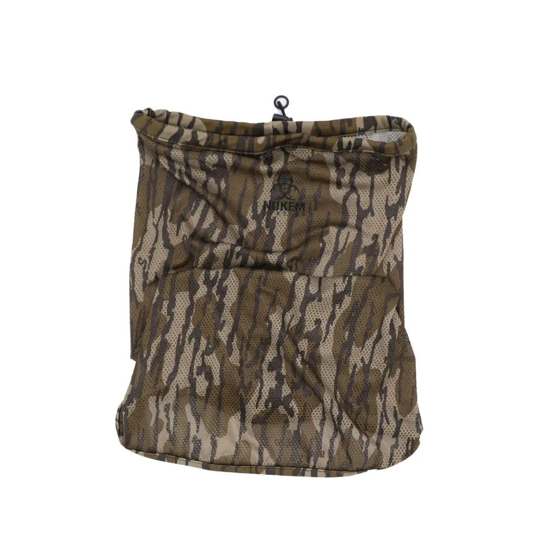 Nukem Hunting Breathable Mesh Facemask Adjustable Mask in Mossy Oak Bottomland Pattern for Adults One Size Fits All