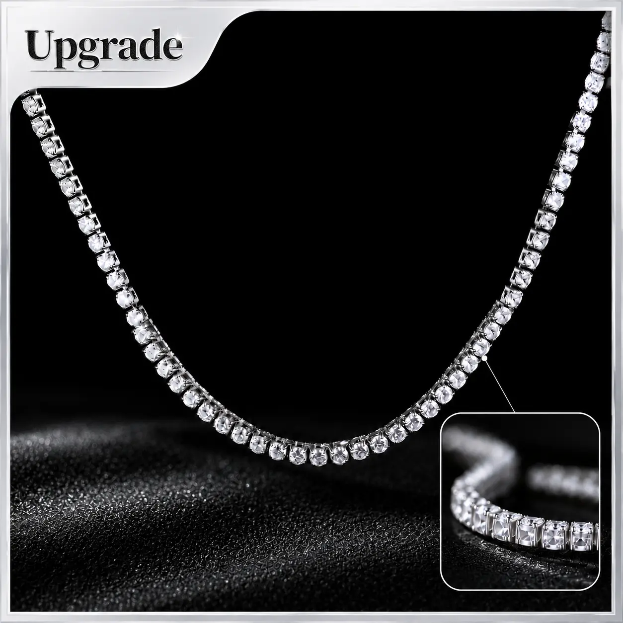 Holylegend Tennis Chain Luxury Sparkling Diamond Necklace 3mm Width, Exquisite Craftsmanship, Versatile And Elegant, Radiant, Durable, Mothers Day Gift,Father's Day Gift