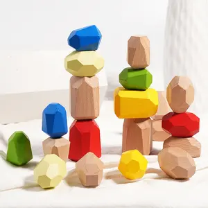 Wooden Balance Stacking Stones Toy Set, Montessori Early Education, Creative Building Blocks, Focus Training, Stem Learning, Ideal Gift