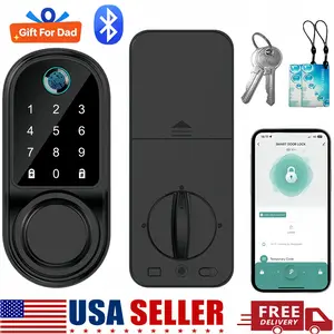 【FathersDayGift】5-in-1 Bluetooth Fingerprint Smart Deadbolt Lock,Keyless Entry Keypad Door Lock with APP Remote Control,Fingerprint/Password/Card/Key/Anti-peep Code Unlock,Alloy Smart Lock for Bedroom Garage Apartment,Fits 35-55mm Door & 60/70 Latch