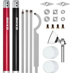 Carbide Tip Wood Lathe Turning Tool Set With Bowl Sander, Lathe Roughing and Finishing Hollowing Tool Interchangeable Aluminum Alloy Handle with 8pcs Carbide Inserts For Woodturning