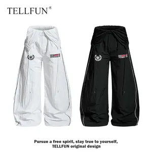 TELLFUN Men's Y2K Printed Lightweight Baggy Sweatpants, Drawstring Straight Leg Stylish Casual Streetwear Dance Pants with Pocket, Ideal for Pairing with Hoodie or Sneakers, Personalized Menswear Bottoms