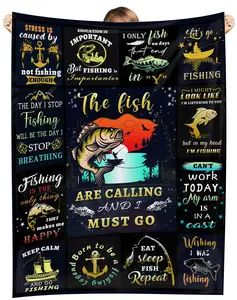 Fishing Blanket Gifts for Men , Unique Fishing Gift for Fisherman, Fishing Gifts for Women 60x80
