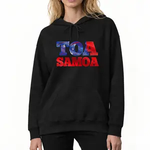 Women’s Toa Samoa Totem Print Long Sleeve Pullover Hoodie with Medium Stretch