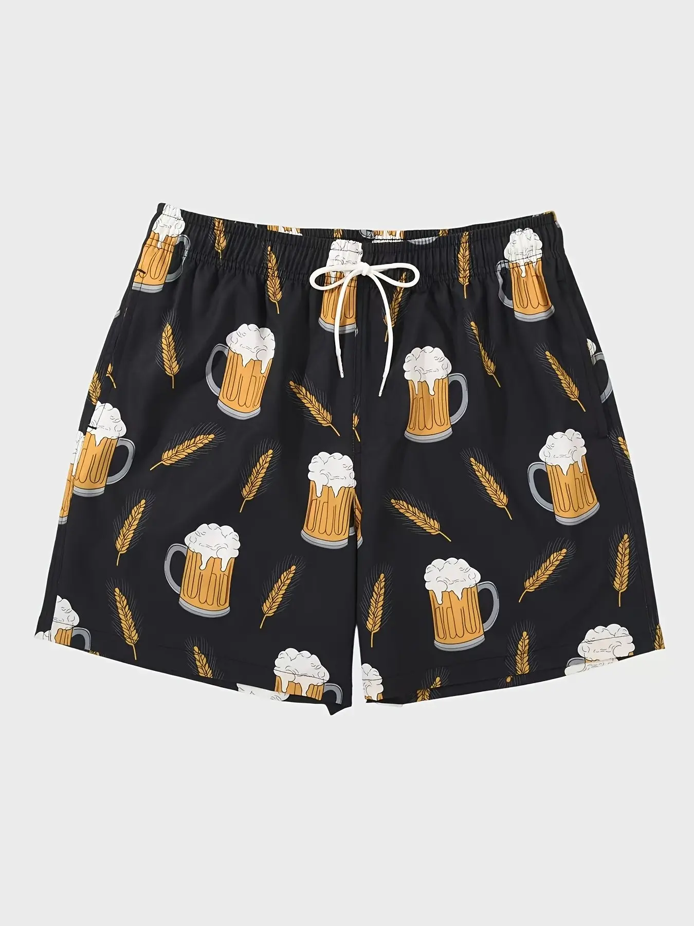 Men's Summer Beach Lobster Beer Cup Print Casual Shorts, Loose-Fitting, All Seasons, Comfortable and Stylish, Perfect for Outdoor Activities