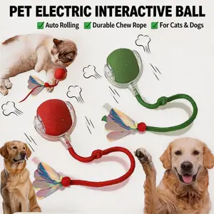 Interactive Smart Pet Ball Toy with Rope, Automatic Rolling Cat Dog Toy, USB Rechargeable, 360° Self-Moving, BPA-Free for Cats & Small Dogs