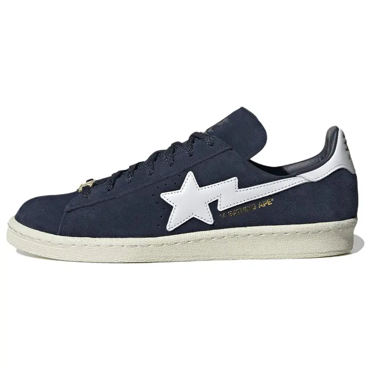 Women's Adidas X Bape Campus 80 'Collegiate Navy' Classic Casual Sports Shoe, Comfortable Trainer