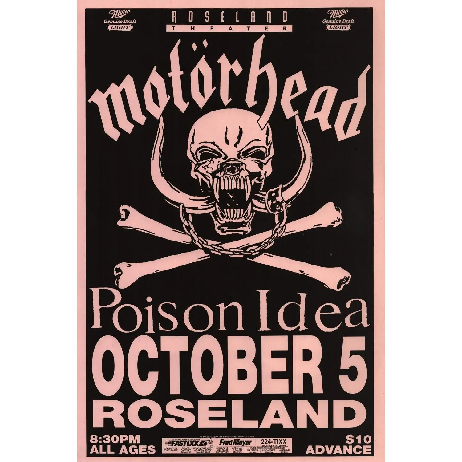 Motorhead Vintage Music Concert Reprint Poster - 18" x 24"