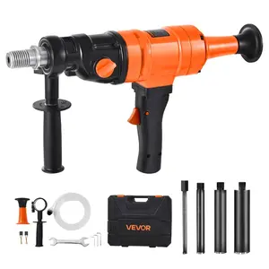 fathersdaygift VEVOR Diamond Core Drilling Machine, 8 in Drilling Diameter, Handheld Dry and Wet Concrete Core Drill Rig with 4 Drill Bits, 1075/2300 RPM 2-Speed, UNC1 1/4-7 Thread, for Concrete Brick Stone, 1800W