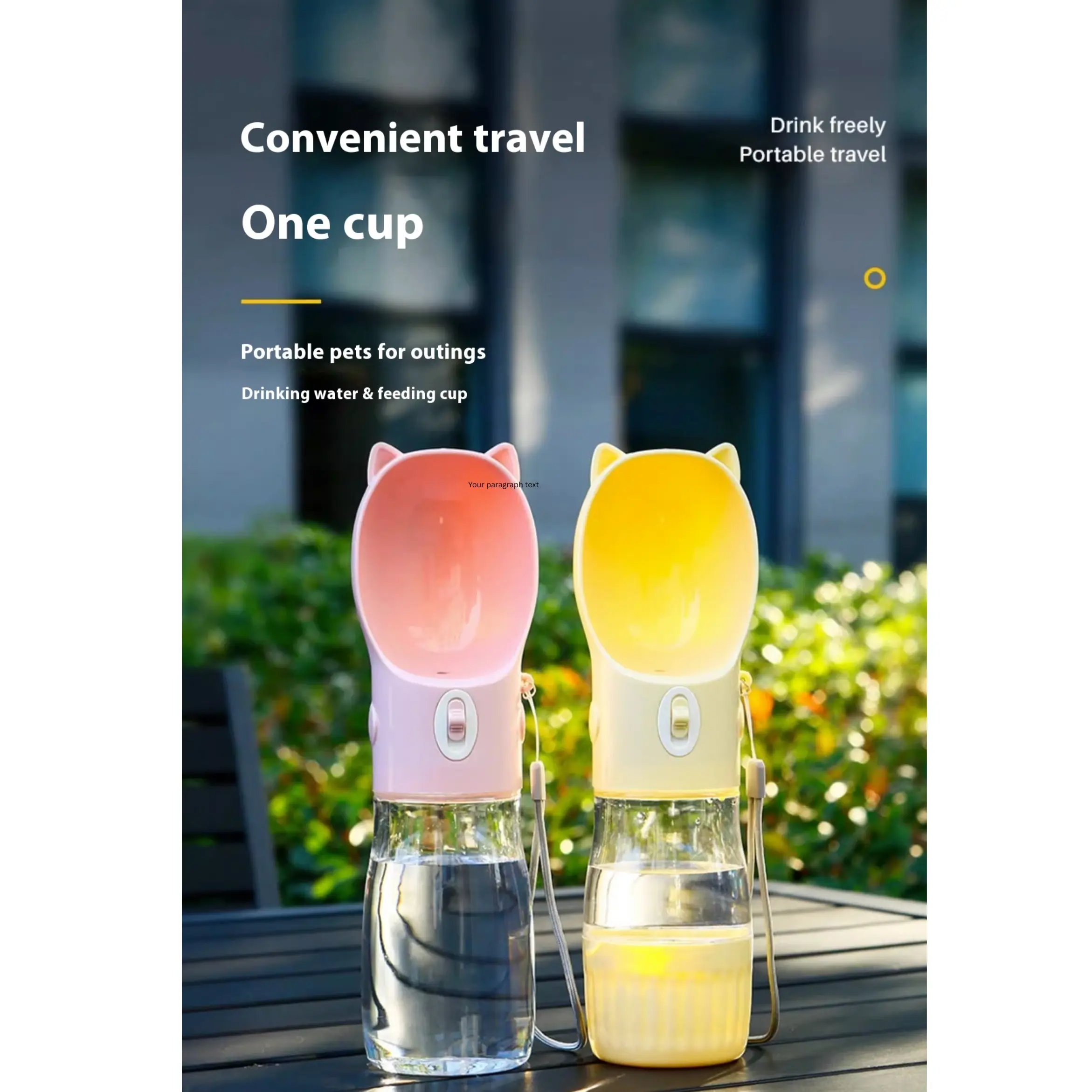 Pet Cups Dog Outing Portable Kettle Good-looking Online Travel Not Smart Devices Cat Ear Design Water Bottles
