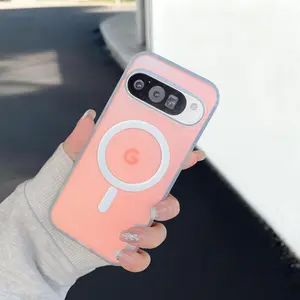 HISTORYOO Magnetic Case for Google Pixel 10 9 8 Pro 9A 8A Magnetic Iridescent Armor Shield Shockproof Protective Full Series Compatible with MagSafe Holographic Iridescent Color Changing Effect Fashion Slim Cute Unique Matte Protective Hard TPU Cover