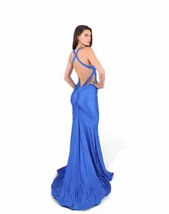 JA 2510 Blue Dress with Unique Back Design and Unknown Additional Features