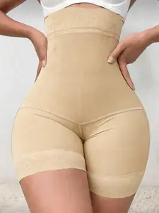 1 Count Women's High Waist Compression Fit Shapewear, Lace Bottoms, Anti-Rolling Silicone Strips Body Shaperwear, Butt Lifting Control Briefs, Seamless Smooth Tummy Control Shaping Panties, Suitable For Daily & Outdoor Occasions, Womenswear