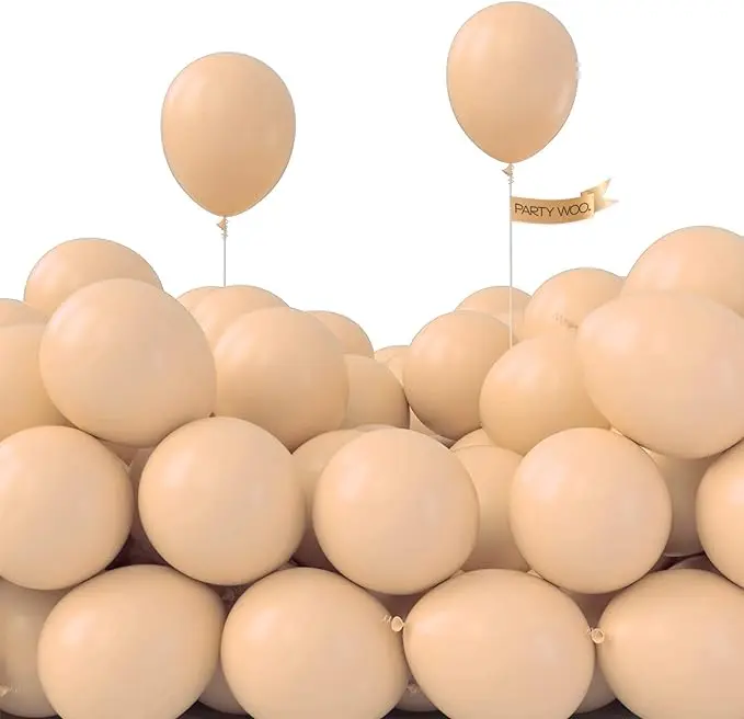 PartyWoo 50 pcs 5-Inch Round Nude Apricot Brown Rubber Helium Balloons Set - Party Decorations, Balloon Decor, Arch Backdrop for Wedding, Baby Shower, Home Festive Supplies, Neutral, Arch Backdrop Balloons