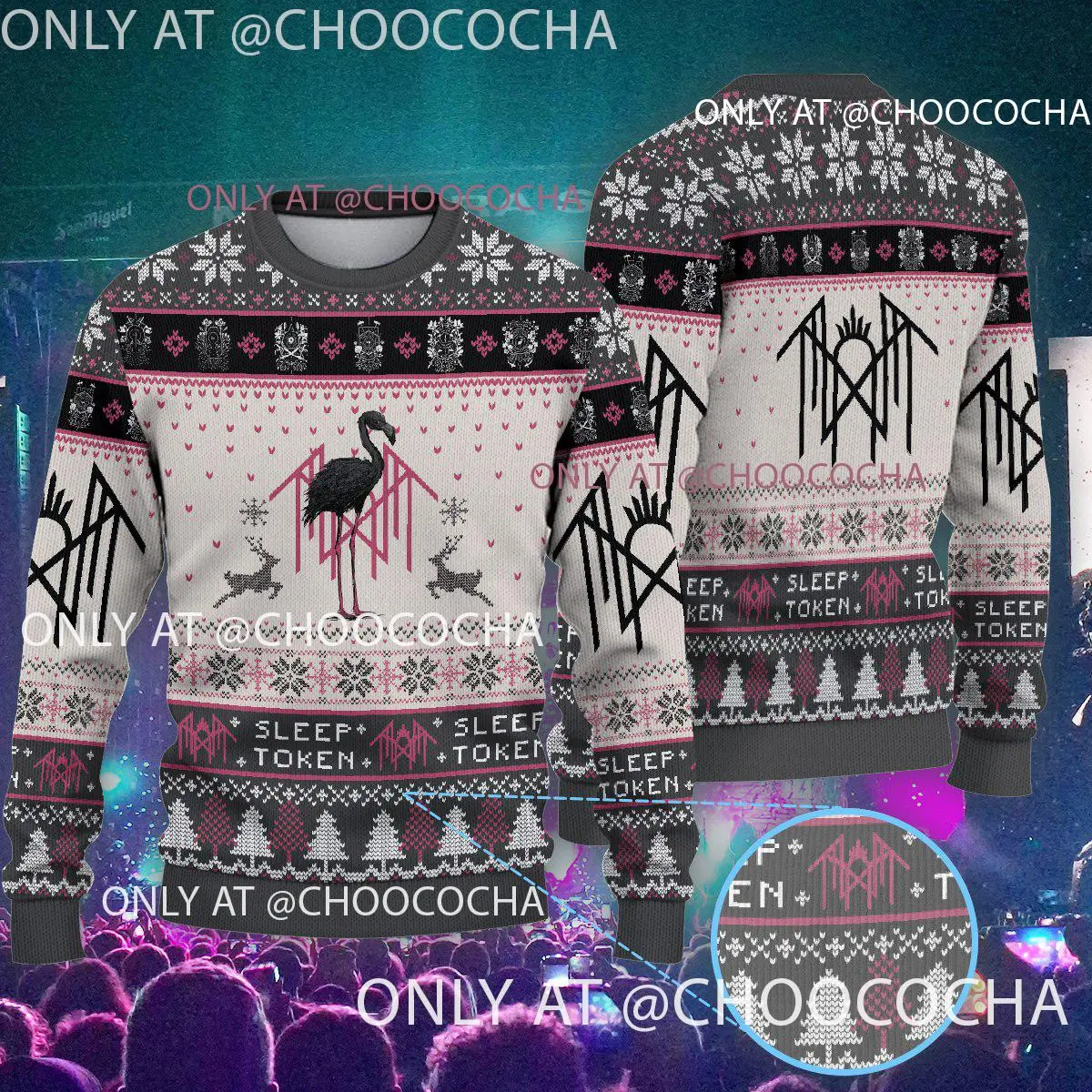 Men's Ugly Christmas Sweater - Menswear Knitwear Stylish Round Neck Rock Band Graphic Casual Pullover, Soft Polyester-Spandex Blend Knitted Party Top