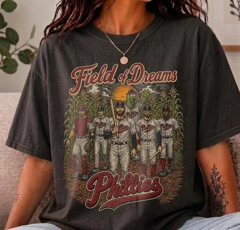 Comfort Color Phillies Field of Dreams Baseball Tee, Retro Cornfield Graphic Shirt