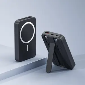 Phone holder Wireless Power bank portable power bank 10000mAh Wireless Portable Charger with USB-C Cable Magnetic Power Bank , Battery Pack Only Compatible with iPhone 15/15 Plus/15 Pro/15 Pro Max, iPhone 14/13/12 Series and more