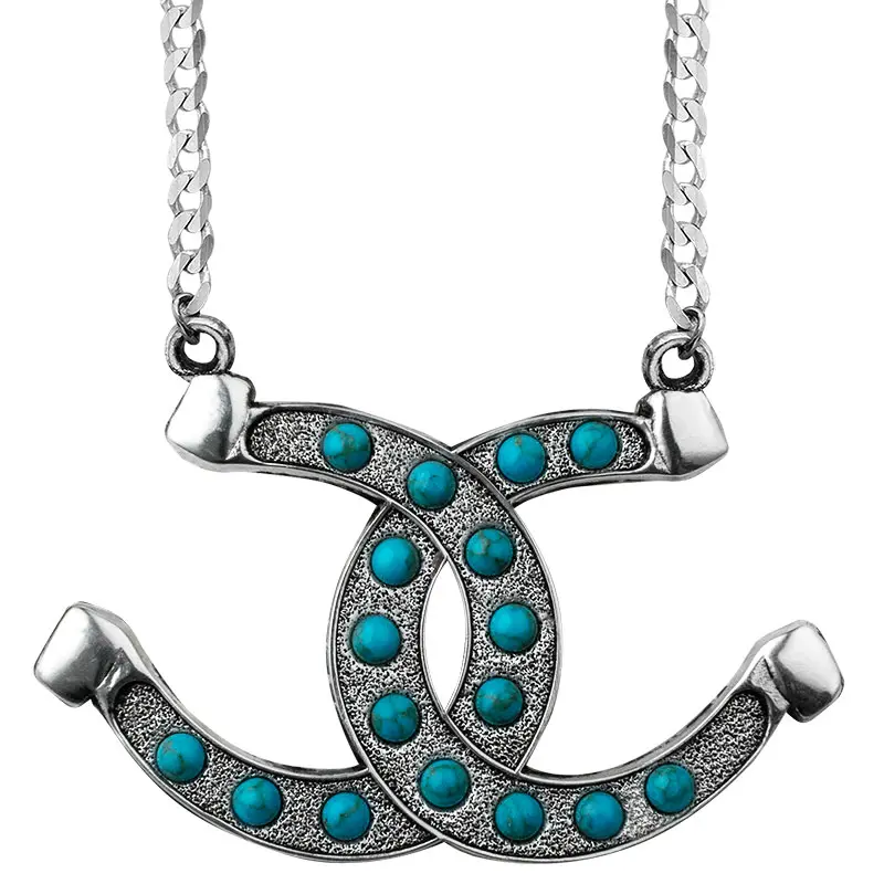 Southern Luck Horsehoe Necklace, Hand Made Western Cowgirl Style Jewelry with Chain, Handmade Jewelry