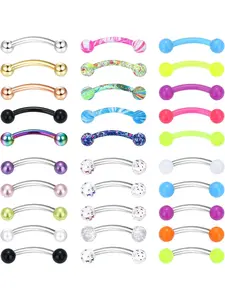 30 Pcs Rook Daith Piercing Jewellery 16G Surgical Steel 6 mm Curved Barbell Eyebrow Rings Helix Tragus Snug Lip Belly Button Piercing Rook Daith Earrings Belly Button Jewelry for Men and Women